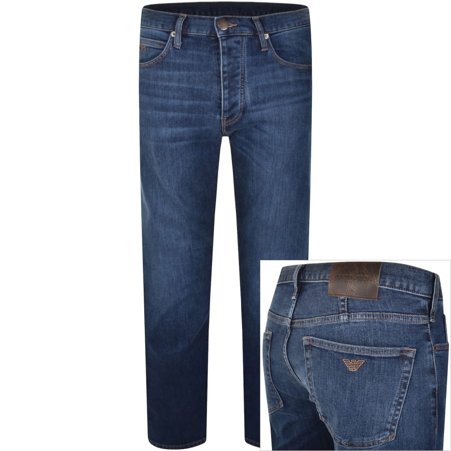 Emporio Armani J21 Regular Jeans Mid Wash Navy | Mainline Menswear us